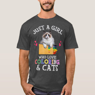 Just A Girl Who Loves Colouring  Cats Cat Mum Art T-Shirt