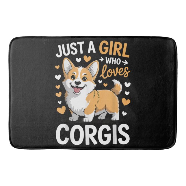 Just A Girl Who Loves Corgis Bath Mat (Front)