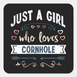 Just a Girl who loves Cornhole Funny Gifts Square Sticker