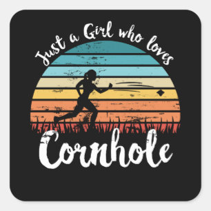 Just a Girl who loves Cornhole Gift Mum Square Sticker
