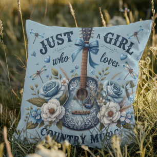 Just a Girl Who Loves Country Music Floral Pillow
