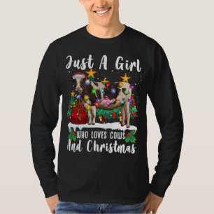 Just A Girl Who Loves Cows And Christmas Family Ug T-Shirt