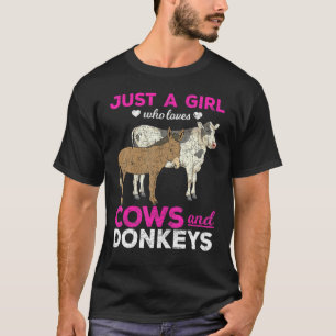 Just A Girl Who Loves Cows And Donkeys Farm Animal T-Shirt