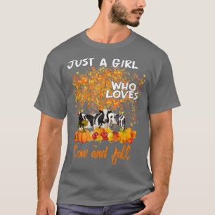 Just A Girl Who Loves Cows And Fall Pumpkin Autumn T-Shirt