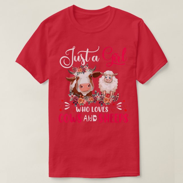 Just a Girl Who Loves Cows and Sheeps Farmer Farm  T-Shirt (Design Front)