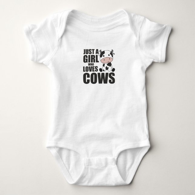 Just A Girl Who Loves Cows Cow Farm Calf Baby Bodysuit (Front)