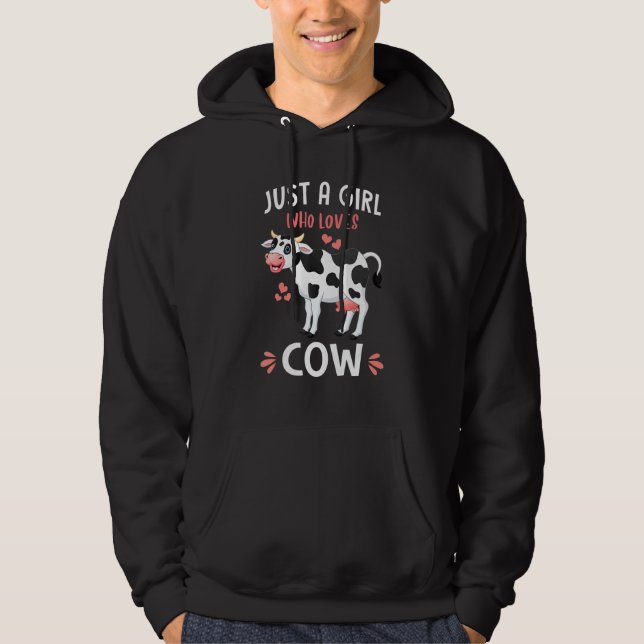 Just A Girl Who Loves Cows Farmer Butcher Milk Hoodie (Front)