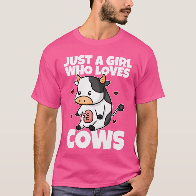 Just A Girl Who Loves Cows Funny Cow Costume Milk  T-Shirt (Front)