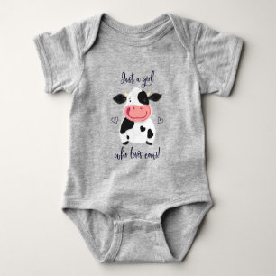 Just A Girl Who Loves Cows! Hearts And Holstein Baby Bodysuit