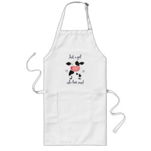 Just A Girl Who Loves Cows! Hearts And Holstein Long Apron