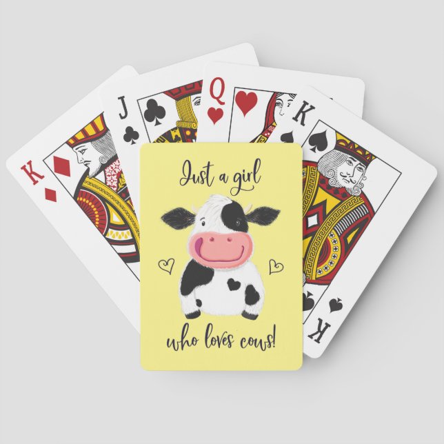 Just A Girl Who Loves Cows! Hearts And Holstein Playing Cards (Back)