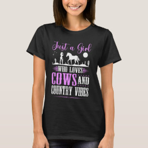 Just A Girl Who Loves Cows Rodeo Western Country C T-Shirt