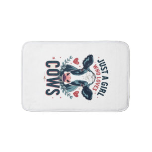 Just A Girl Who Loves Cows Vintage Neon Cow Lover Bath Mat