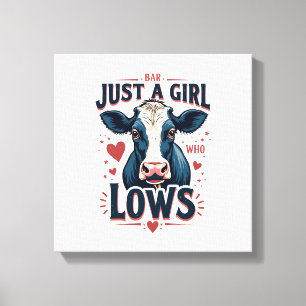 Just A Girl Who Loves Cows Vintage Neon Cow Lover Canvas Print