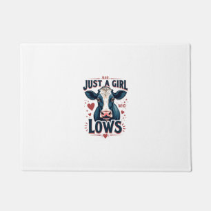 Just A Girl Who Loves Cows Vintage Neon Cow Lover  Doormat
