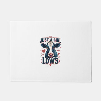 Just A Girl Who Loves Cows Vintage Neon Cow Lover  Doormat
