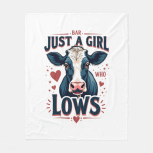 Just A Girl Who Loves Cows Vintage Neon Cow Lover Fleece Blanket