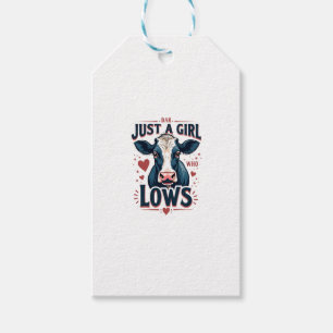 Just A Girl Who Loves Cows Vintage Neon Cow Lover Gift Tags
