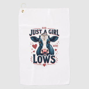 Just A Girl Who Loves Cows Vintage Neon Cow Lover Golf Towel