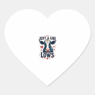 Just A Girl Who Loves Cows Vintage Neon Cow Lover  Heart Sticker