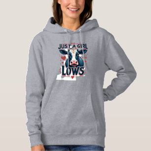 Just A Girl Who Loves Cows Vintage Neon Cow Lover Hoodie