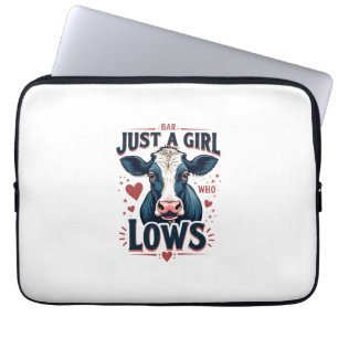 Just A Girl Who Loves Cows Vintage Neon Cow Lover  Laptop Sleeve