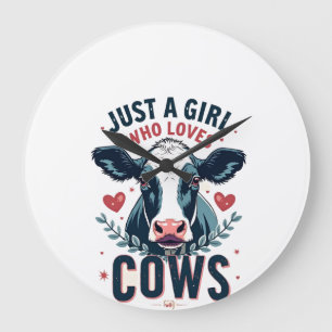 Just A Girl Who Loves Cows Vintage Neon Cow Lover Large Clock