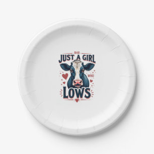 Just A Girl Who Loves Cows Vintage Neon Cow Lover Paper Plate