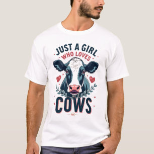 Just A Girl Who Loves Cows Vintage Neon Cow Lover  T-Shirt