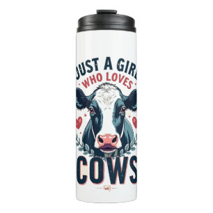 Just A Girl Who Loves Cows Vintage Neon Cow Lover Thermal Tumbler