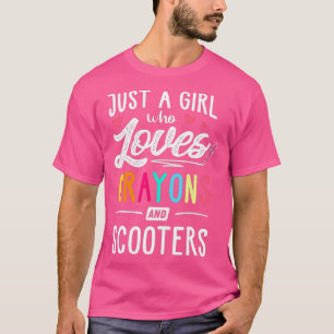 Just A Girl Who Loves Crayons And Scooters Kids T-Shirt