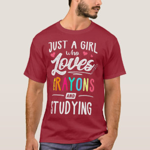Just A Girl Who Loves Crayons And Studying Kids T-Shirt