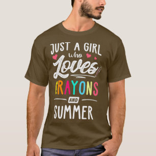 Just A Girl Who Loves Crayons And Summer Kids T-Shirt