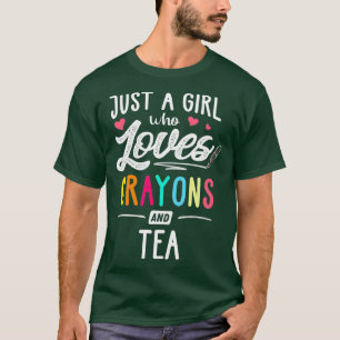 Just A Girl Who Loves Crayons And Tea Kids Youth T-Shirt