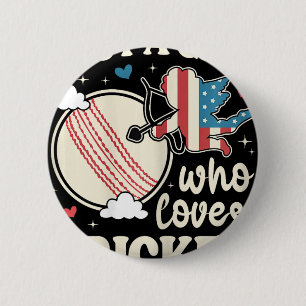 Just A Girl Who Loves Cricket American Flag Kids C 6 Cm Round Badge