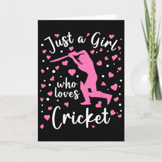 Just A Girl Who Loves Cricket Pink Heart Cricketer Card