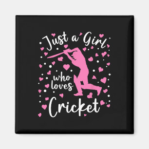 Just A Girl Who Loves Cricket Pink Heart Cricketer Magnet