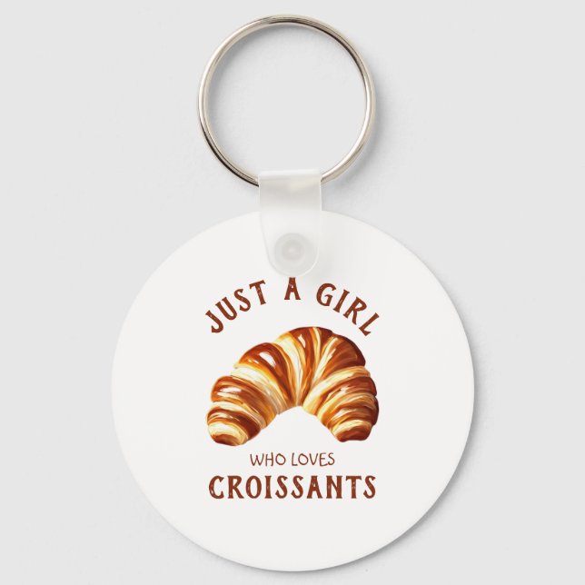 Just a girl who loves croissants key ring (Front)