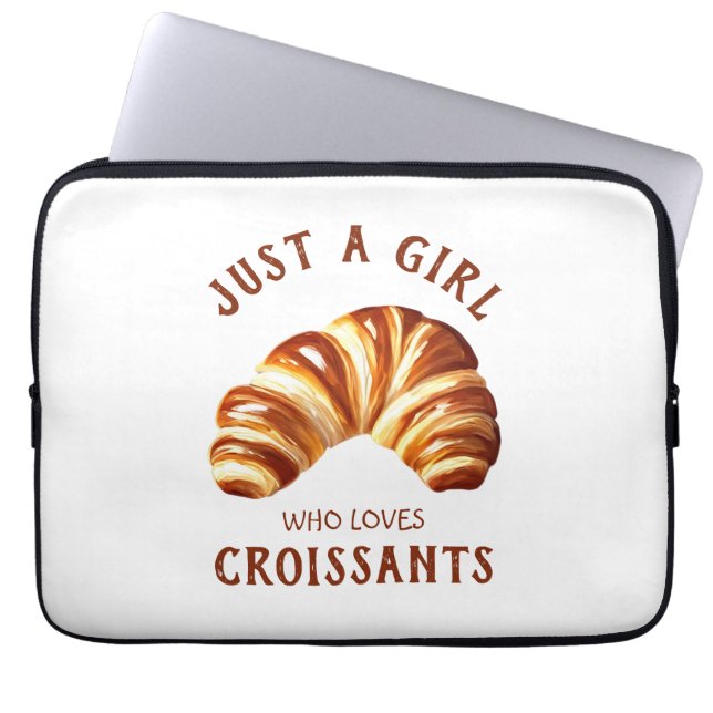 Just a girl who loves croissants laptop sleeve (Front)