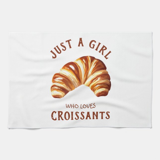 Just a girl who loves croissants tea towel (Horizontal)