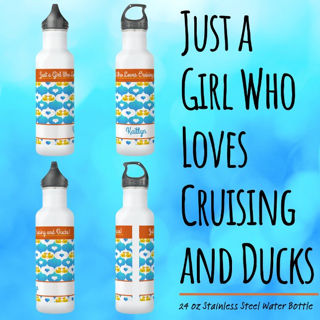 Just a Girl Who Loves Cruising and Ducks–Name  710 Ml Water Bottle (Just a Girl Who Loves Cruising and Ducks–Stainless Steel Water Bottle–Personalized with Your Name)