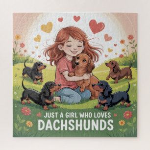 Just A Girl Who Loves Dachshunds Jigsaw Puzzle