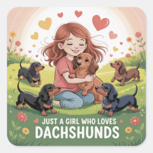 Just A Girl Who Loves Dachshunds Square Sticker