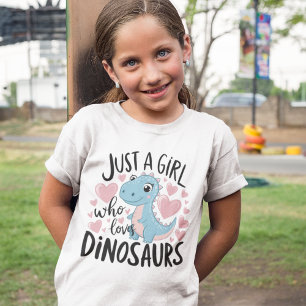 Just a Girl who Loves Dinosaurs - Cute Dino Lover  T-Shirt