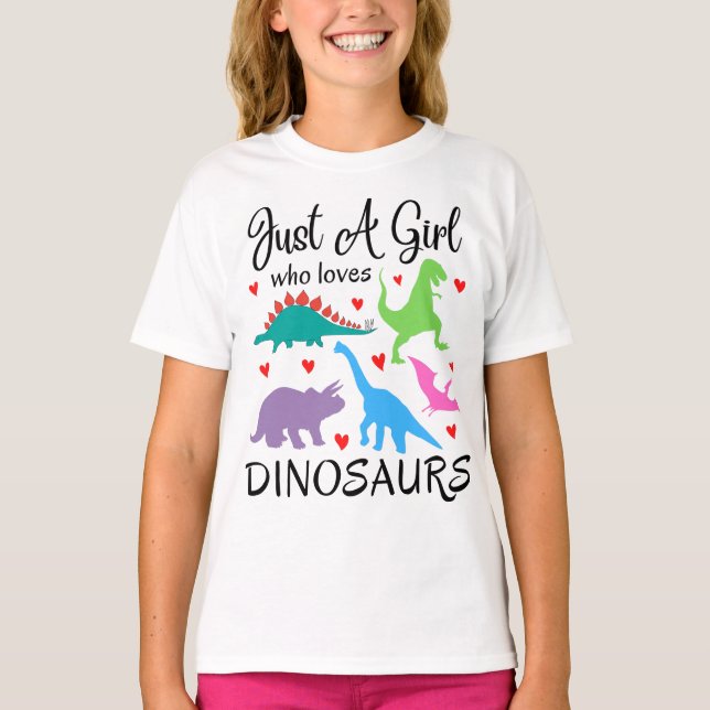 Just A Girl Who Loves Dinosaurs Girls Friends Trip T-Shirt (Front)