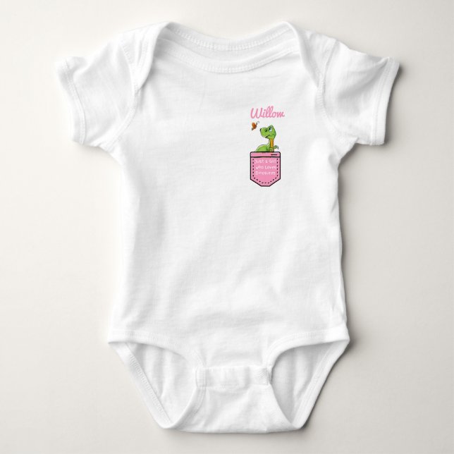 Just a Girl who Loves Dinosaurs Personalised Baby Bodysuit (Front)