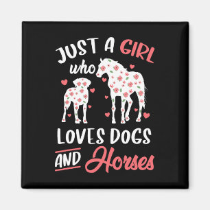 Just A Girl Who Loves Dogs And Horses Flowers Wome Magnet