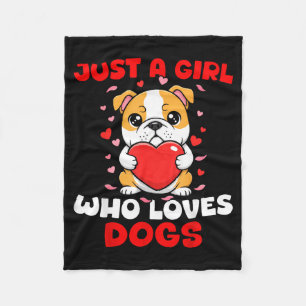 Just A Girl Who Loves Dogs Cute Bulldog Pet Animal Fleece Blanket