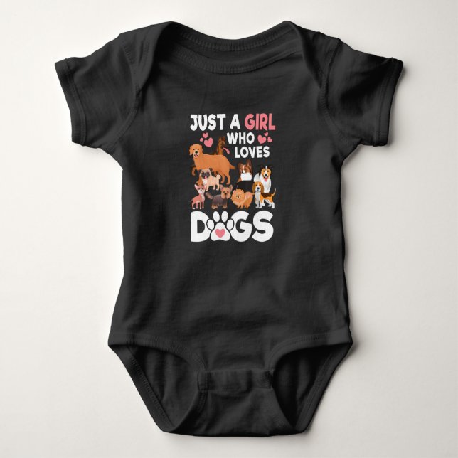 Just A Girl Who Loves Dogs Cute Dog Lover Baby Bodysuit (Front)