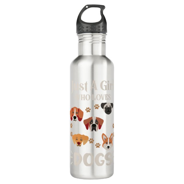 Just a Girl Who Loves Dogs Dog Lover 710 Ml Water Bottle (Front)